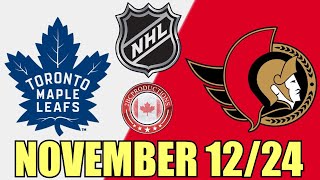 Toronto Maple Leafs vs Ottawa Senators NOV 12 24 wSuperbman [upl. by Amleht863]