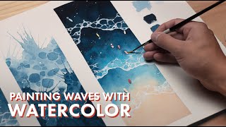 WATERCOLOR TUTORIAL  How to Paint Waves [upl. by Herries]