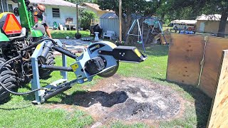 240 an Hour Stump Grinding with a Tractor Well Sort of [upl. by Domella]