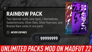 THE FIRST MOD ON MADFUT 22 UNLIMITED PACKS CARDS AND COINS [upl. by Kilroy]