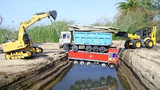 Ashok Leyland Dumper Accident Pulling Out JCB 5CX And JCB Machine  Cartoon Jcb  Massey Tractor [upl. by Jemy820]