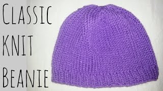 Classic Fitted Beanie  Knit Pattern  Knitting Tutorial [upl. by Liu650]