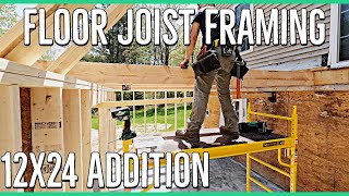 Floor Joist Framing Alone 12x24 Home Addition [upl. by Ahsienel934]