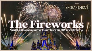 Disney Enchantment Fireworks Special 50th Anniversary of Disney World Magic Kingdom Orlando America [upl. by Eilyah977]