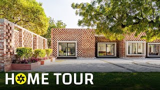 House With A Brickpatterned Façade In New Delhi  The Brick House Home Tour [upl. by Dumond]