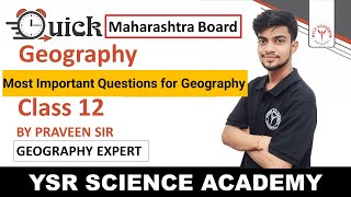 Most Important Question for Geography Class 12th Board  Maharashtra Board [upl. by Llehsram880]