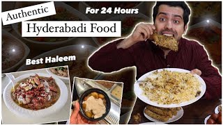 Delhi Guy Trying Authentic Hyderabadi Food for 24 Hours  Hyderabadi Haleem Lukmi Dessert 😍😍 [upl. by Wieren]