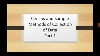 Census And Sample Methods Part 1 [upl. by Ezra]