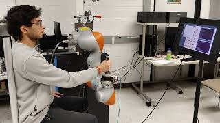 Me interacting with a 7 DOF KUKA robotic arm using a variable admittance controller [upl. by Prima48]