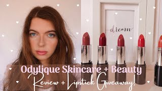 ODYLIQUE SKINCARE AND BEAUTY REVIEW  ORGANIC LIPSTICK GIVEAWAY  Vegan  CrueltyFree Beauty Review [upl. by Nyloj]