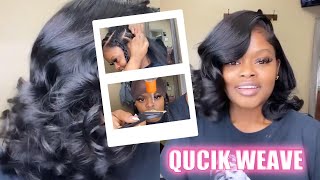 HOW TO NATURAL LOOKING SIDE PART QUICK WEAVE cap method  alipearlhair [upl. by Luhar]