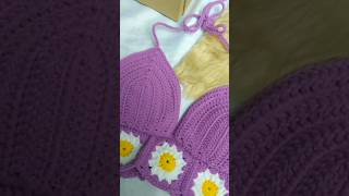 crochet bralette 💜 crochet crochetpatterns crochetprojects diycrochet shorts bralette craft [upl. by Elo]