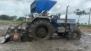 Swaraj 744 FE 4x4 in mud rotarvator parfomance 😱💪\\farming swaraj khetibadi 🌱🌾 [upl. by Waxler]