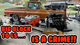 Big Block 1973 C10 gets LS Swapped LQ4 60 [upl. by Tallou]