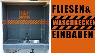 ☢️ Waschtisch bauen Fliesen verlegen und Waschbecken einsetzen  das kannst DU auch [upl. by Ennairb]