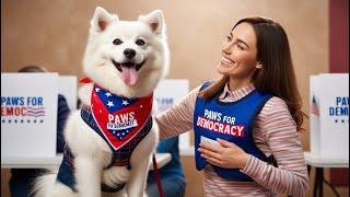 Samoyed US election adventures dogbreeds trendingshorts ai cute puppies dog uselection dogs [upl. by Wehtam]