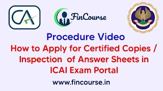 Procedure  How to Apply for Certified CopiesInspection of CA Exams in ICAI Exam Portal  FinCourse [upl. by Cathyleen]