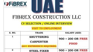 UAE FIBREX CONSTRUCTION LLC MPh 9418381725 9816171358 foreignemploymentinfovaca7070 [upl. by Adyl413]