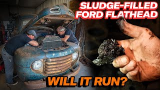 So much SLUDGE Barn Find 1949 Ford F1 Truck  Will It Run [upl. by Esilahc10]