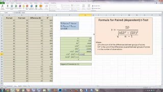 How To Calculate Manually Students t Statistic Dependent Samples in Excel 2010 [upl. by Leiva]