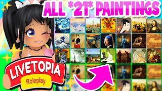 ALL 21 PAINTING LOCATIONS in LIVETOPIA Roleplay roblox GUIDE [upl. by Massiw609]