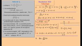 Bacalaureat 2022  Matematica profil Tehnologic Subiect rezolvat [upl. by Kennedy]