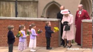 Queen attends Easter Sunday service at Windsor [upl. by Tengler]