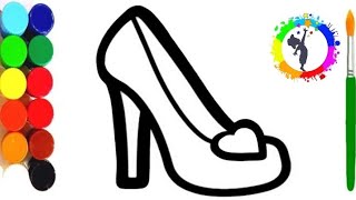 very easy heel 👠 shoe drawing and painting ideaKidsdrawing1 [upl. by Lehacim]