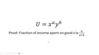 CobbDouglas Utility Fraction of Income Spent on Good X [upl. by Ecinerev]