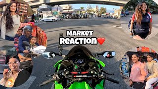 Cute Girl Reaction on Kawasaki Z900  Bunny Helmet Cover  Market Reaction 5 z900 kawasaki cute [upl. by Eeliah]