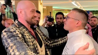 Tyson Fury RUNS UP ON OLEKSANDR USYK in Saudi Arabia USYK LIFTS FURY OVER HIS HEAD [upl. by Yrrol480]