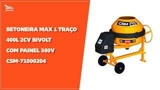 Betoneira Max 1 Traço 400L 2CV Bivolt Sem Motor com Painel 380V  CSM71000204  Loja do Mecânico [upl. by Wieche392]