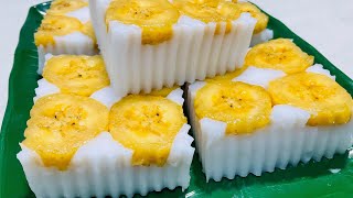 Easy hoon kuih with banana toppings  Great snack time dessert [upl. by Cleland]