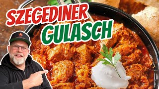 Gulasch Szegediner Art  Ungarisches Sauerkraut Gulyás im Dutch Oven [upl. by Alamap]