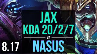 JAX vs NASUS TOP  KDA 2027 Legendary  EUW Master  Patch 817 [upl. by Aihcats202]