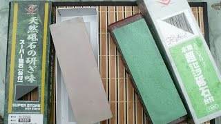 Sharpening stones Naniwa chosera 400 grit vs Naniwa superstone 220 grit [upl. by Artenehs213]