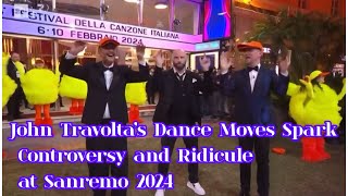 John Travolta’s Dance Moves Spark Controversy and Ridicule at Sanremo 2024 [upl. by Ahseekan950]