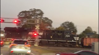 Suwannee GA 11524 Giant Long Hood Forward Loco at Giant Railroad Crossing [upl. by Trilbie]