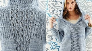 24 Hooded Raglan Pullover Vogue Knitting SpringSummer 2014 [upl. by Hershel]