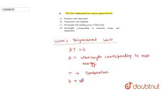 The Wien’s displacement law express relation between [upl. by Floss]