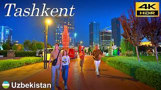 Tashkent Walking Tour  Evening walk in Tashkent City Park and Tashkent Metro  Uzbekistan🇺🇿 4K HDR [upl. by Notnirt]