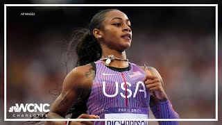 ShaCarri Richardson saves US women from near relay collapse [upl. by Elletsyrc]