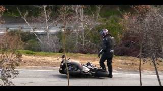 Motorcycle Crash  Yamaha R1 Lowsides on Mulholland Highway [upl. by Saito]