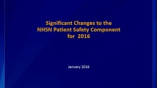 NHSN Definition and Rules Changes for January 2016 [upl. by Ahso]