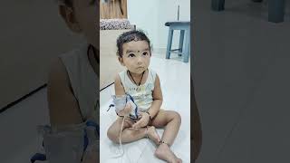 Self nebulizer training  how to use nebulizer cute baby only 14 monthcute shortsvideo [upl. by Thgiwd]