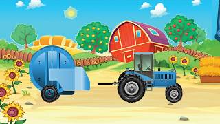 Tracteur ferme combiner ramasser animation de balles de paille pour les enfants [upl. by Dutch]