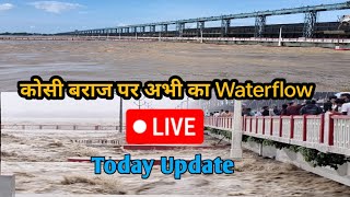 Kosi Baraj पर अभी का Waterflow  कम हो रहा प्रवाह LIVE Koshi bridge [upl. by Ihsakat]