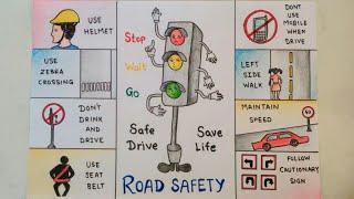 Road safety drawing easy Road safety drawing for competition  Safe Drive Save Life Poster Drawing [upl. by Ennobe]