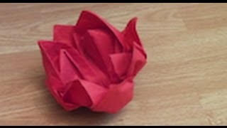 How to make an Origami water lilly out of a napkin [upl. by Airdnaed]