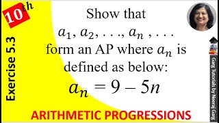 Show that a1 a2    an    form an ap where an is defined as below an  9 – 5n [upl. by Selinda]